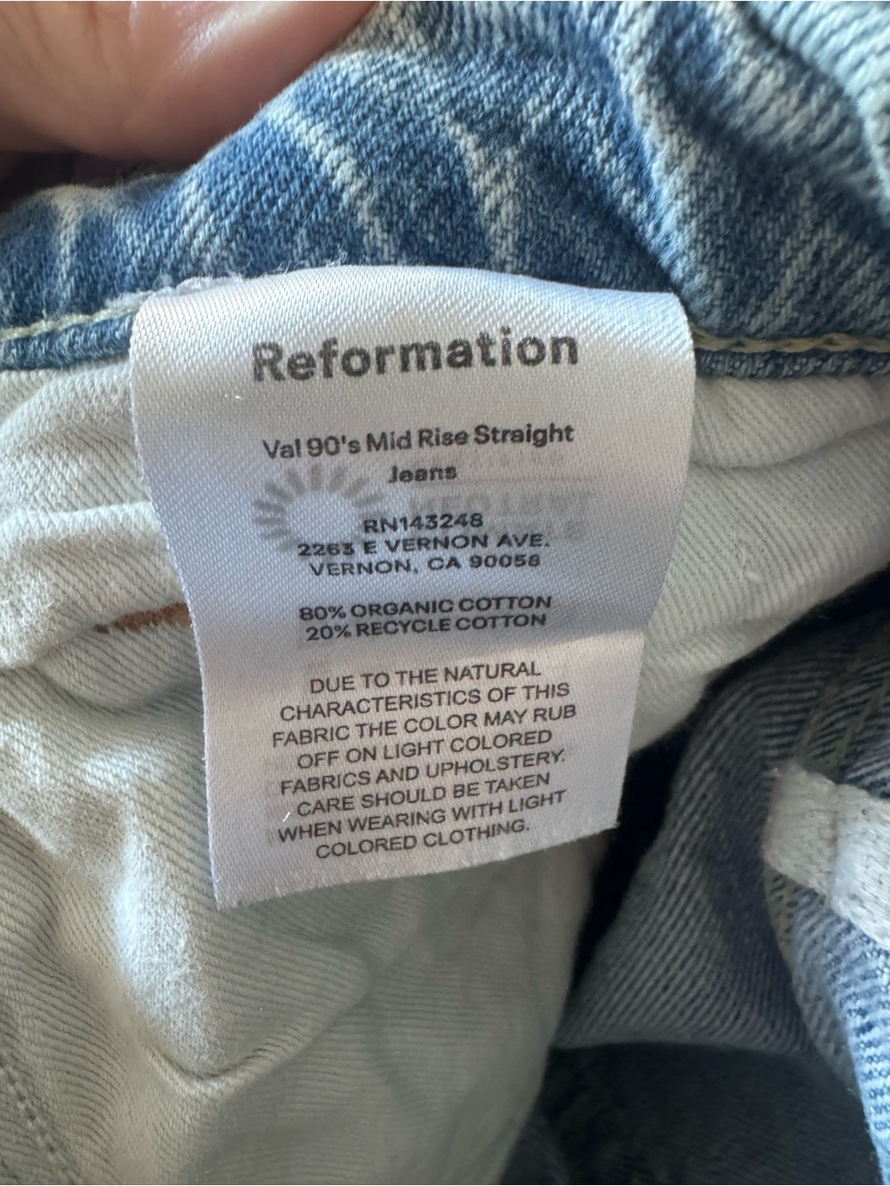 Reformation Val 90’s Mid Rise Straight Jeans 26x30” - Picture 4 of 4